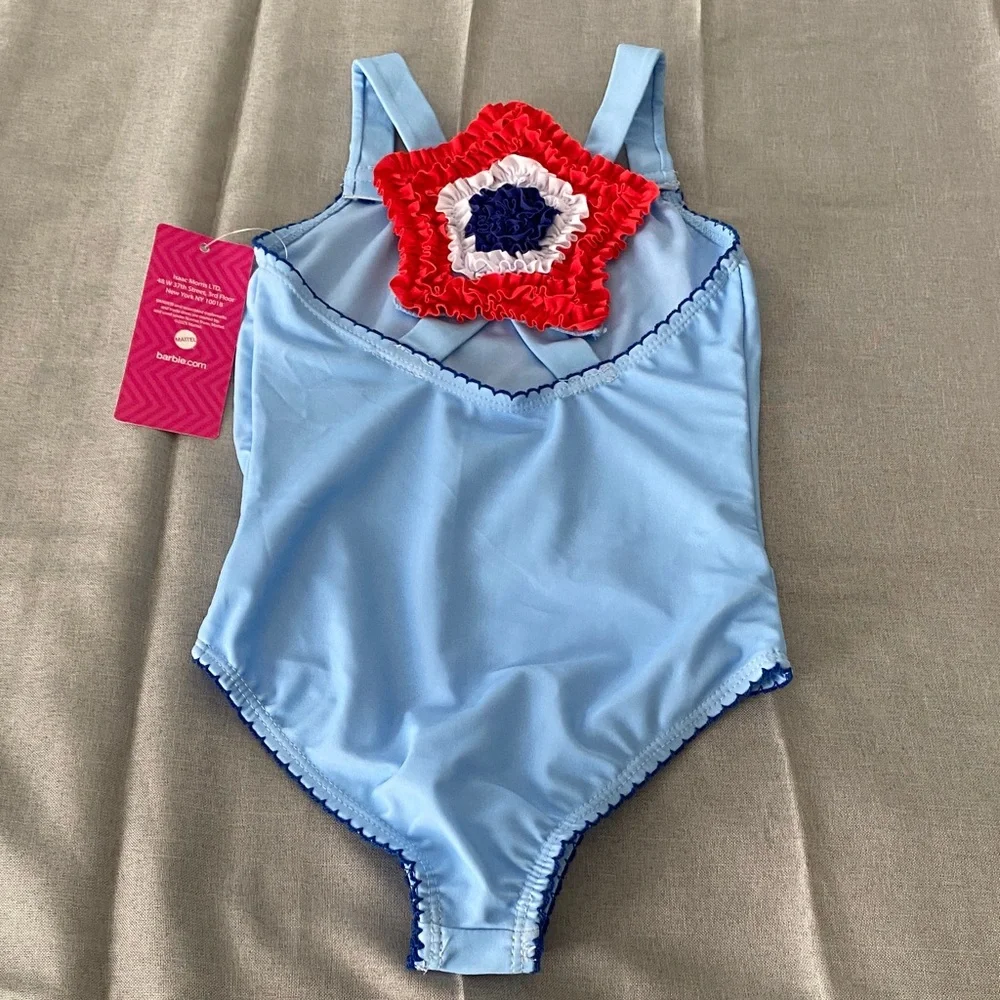 Barbie Girls Light Blue Kids Swimwear with Red Accents